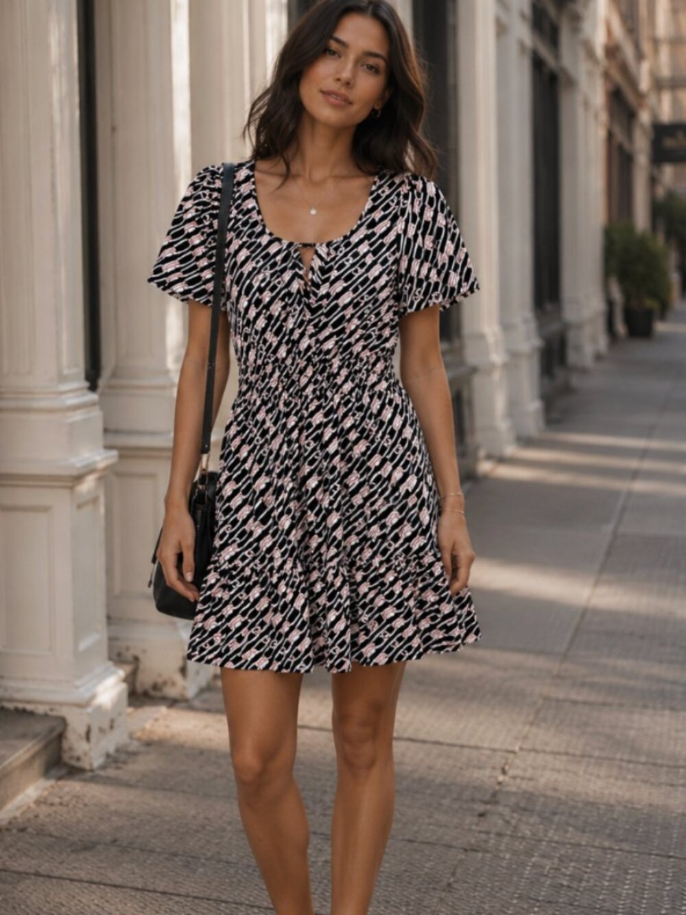 Anthropologie Somerset Mini Dress in Blue Geometric Short Size S